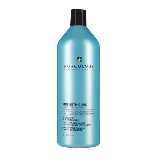 Pureology Strength Cure Shampoo - For Damaged or Color Treated Hair, Hair Strengthening & Prevents Breakage, Seals Split Ends, Vegan & Sulfate-Free