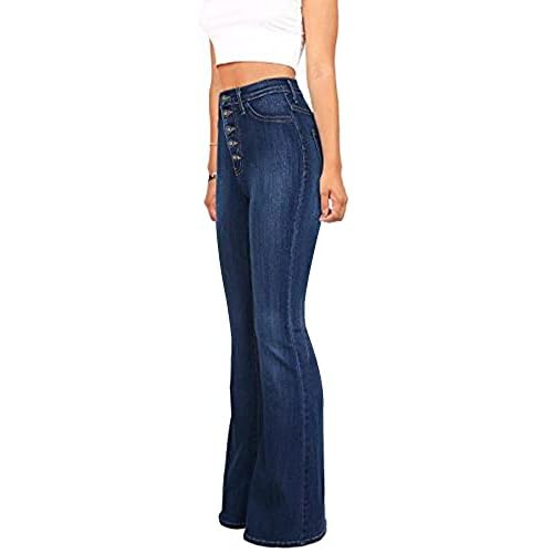 High Waisted Bell Bottom Jeans for Women Black Flare Retro Bootcut Stretch Wide Leg Denim Pants
