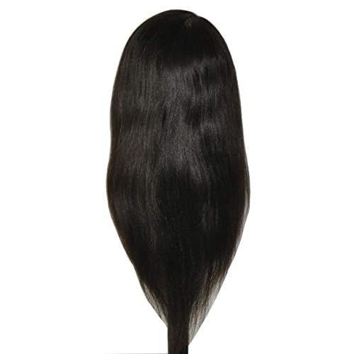 24" Human Hair Cosmetology Mannequin Manikin Training Head with Clamp (24" DARK BROWN (KAYLEN+C))