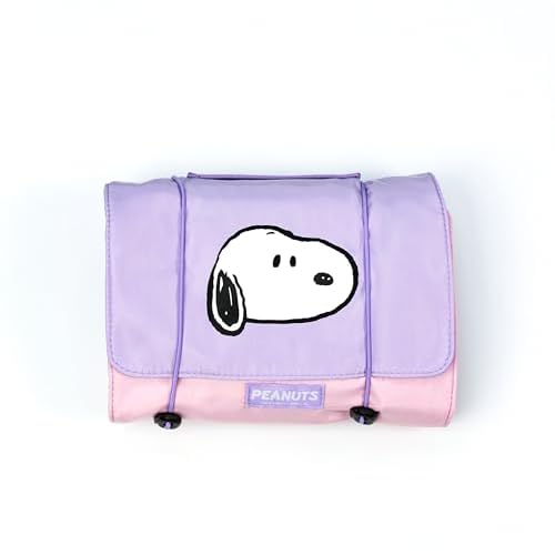 MINISO Snoopy Colorful Life Collection Foldable Makeup Bag Cosmetic Bag Waterproof Large Roll-Up Portable Travel Organizer For Women Girls