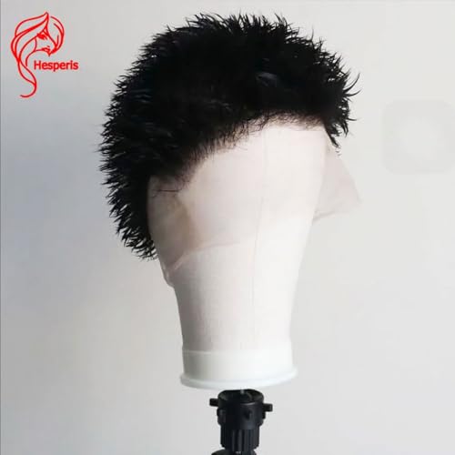 Hesperis Man Wigs Human Hair Brazilian Remy Full Lace Short Cut Wigs For Men Blonde Color Spikey Cut Full Lace Wigs (Blonde)