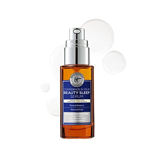 IT Cosmetics Confidence in Your Beauty Sleep Triple Antioxidant Brightening Serum ? 24HR Hydration ? Anti-Aging ? 12% Vitamin C Serum - Fragrance Free ? All Skin Types, 1.0 fl. Oz