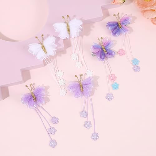 OAOLEER 6PCS Halloween Hair Bows for Girls, Yellow Purple Flower Hair Accessories for Girls Grosgrain Ribbon Bows With Alligator Clips Girl for Kids Teen (Flower Bows-Back to School)