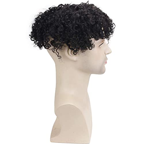 Toupee for Men European Human Hair Replacement System Hairpieces Soft Thin Super Full Swiss Lace Toupee 10¡±x8¡± Base Small Curly Natural Black Color