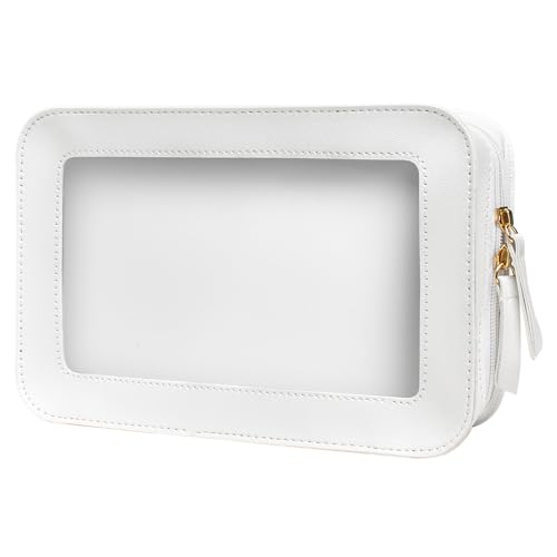 LETGO Clear Makeup Bags, TSA Approved Toiletry Bag with Zipper, Clear Makeup Organizer Fit Carry-on Travel Essentials,Clear Cosmetic Bags for Women Men (C-Beige)
