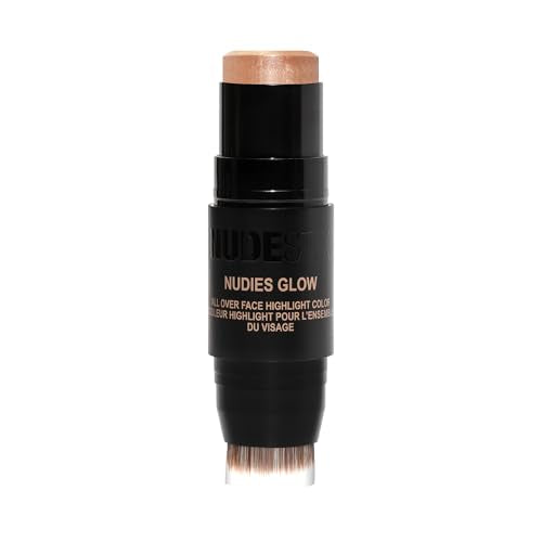 Nudestix Nudies Glow Highlighter Stick ? Multi-Use Cream Highlighter for Cheeks, Eyes & Body with Built-In Brush | Dewy, Radiant Finish | Clean, Vegan & Travel-Friendly Makeup