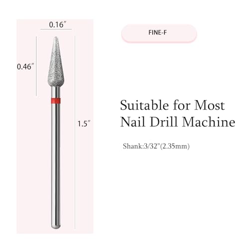 10pcs Diamond Cuticle Clean Nail Drill Bits Set,Professional Safety Rotary Carbide Under Nail Cleaner Russian Manicure Nail Bit for Cuticle Dead Skin,Nail Prepare Salon Tools(Fine-F)
