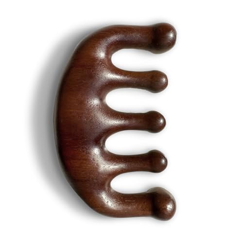 Wooden Scalp Massager - Handmade 100% Natural Green Sandalwood Wide Tooth Combs - Wood Massage Comb & Sandalwood Comb for Luxurious Hair Care