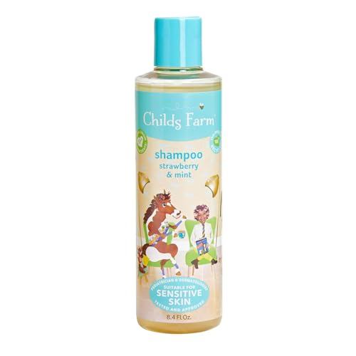 Childs Farm, Kids Shampoo for Dry, Sensitive, Eczema-prone Skin & Scalp, Strawberry & Organic Mint, Detangles & Nourishes, Vegan, Cruelty-Free, 8.4 Fl Oz