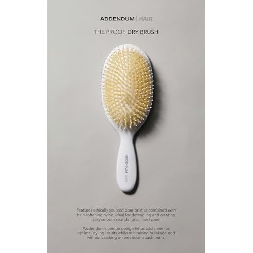 Luxury Hair Brush for Dry Hair ? Boar Bristle & Soft Ballpoint Tip | Detangler Brush for Shine, Texture & Frizz Control ? Addendum Hair Professional Salon Tool (White)