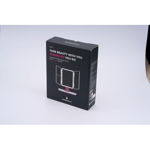 EASEHOLD Foldable Tri-Fold Lighted Makeup Vanity Mirror with 60 LED Lights, 1X/2X/3X Magnification, Touch Control Dimming, 3000mah Rechargeable, 360¡Æ Rotation, Portable Travel Folding Compact Mirror