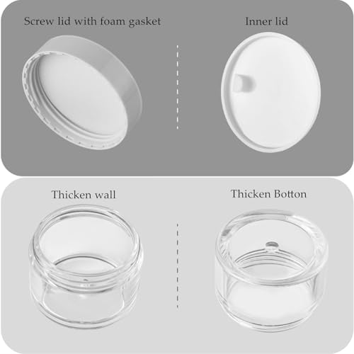 Premium Travel Size Containers for Toiletries, 3 Size 0.35/0.5/1 OZ Small Cosmetic Jars for Makeup Face Creams Lotion Moisturizer, 6 Pieces Jars with 2 Pieces Mini Spatulas