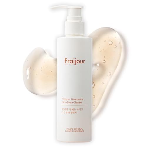 Fraijour Alchemic Ginsenoside Oil to Foam Cleanser ? Oil-to-Foam Facial Cleanser with Ginsenoside, PHA & LHA, Gently Removes Makeup & Impurities, Hydrating & Exfoliating, 7.41 oz.