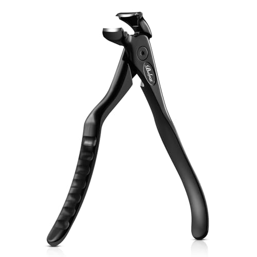 BALUCA Ergonomic Nail Clipper for Seniors - Toenail Clipper for Thick Toenails and Fingernails, Long Handle Nail Clippers with Catcher, Precision Nail Trimmer for Men and Women - Black