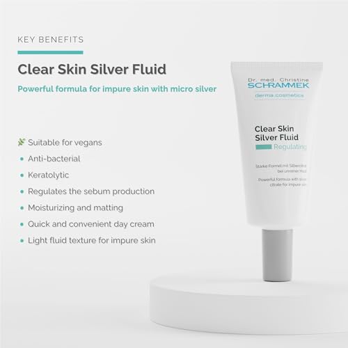 Clear Skin Silver Fluid (1.7 fl oz) - Powerful Formula for Impure Skin with Microsilver - Combats the Key Factors of Impure Skin - with Aloe Vera - Face Fluid - Skin Care - Dr. Schrammek