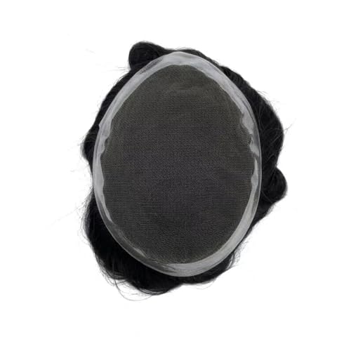 Toupee for Men PU Around+Lace Base Real European Human Hair Pieces for Mens Hair Prosthesis Patch Units Hair Replacement System for Men (7x10")