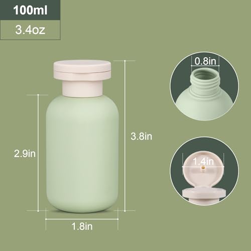 ASEVAT Leak Proof Travel Bottle with Flip Cap, Shampoo and Conditioner Bottle Set, Refillable Containers for Lotion, Cream Shampoo (Green+Blue+Pink, 3.4 Ounces)