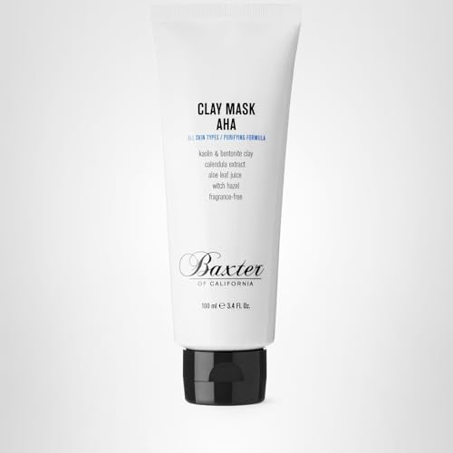 Baxter of California Purify Clay Mask AHA for Men | Kaolin Clay & Bentonite Clay | Fragrance-Free | Spot Treatments | All Skin Types | 3.4 fl oz.