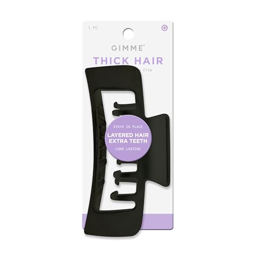 Gimme Beauty XL Rectangle Claw Clip Duo - Hair Clips with Velvet-Like Finish for All Hair Types - Non-Slip, Firm-Hold Daily Wear Accessory - Women¡¯s Claw Clip Set - Black
