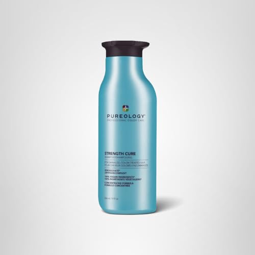 Pureology Strength Cure Shampoo - For Damaged or Color Treated Hair, Hair Strengthening & Prevents Breakage, Seals Split Ends, Vegan & Sulfate-Free, 9 Fl Oz