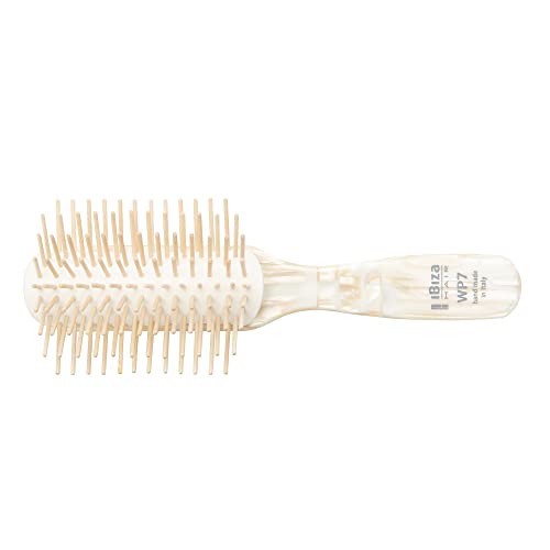 Ibiza Hair Detangling Brush with Wooden Pins (Pearl Series) | Stimulates Scalp & Reduces Drying Time | Ideal for All Hair Types
