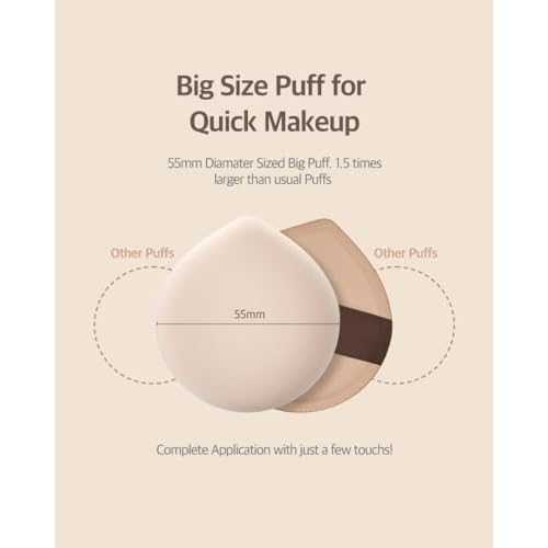 Pang Pang Makeup Powder Puff 1 Pc | Big Makeup Sponge for Foundation | Fluffy Cushion Puff Blender With Latex | Korean Makeup Puff for Foundation and Powder | 2.2In Diamater