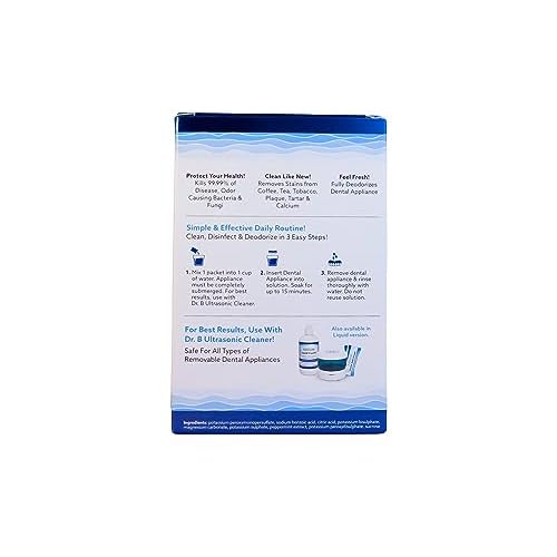Dr. B Dental Solutions Powder Crystal Soak Cleanser, Ideal for Oral Appliances, Dentures, Night Guards, Retainers, Aligners, and Sleep Apnea Devices - 45 Packs Included (Single Pack)