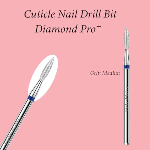 Cuticle Nail Drill Bit,3/32" Diamond Flame Safety Under Nail File Bit, Russian Pro Nail Buffer Bit, Cuticle Dead Skin Remover,Drill Bits for Manicure Pedicure,Nail Prep, Nail Supplies,Medium