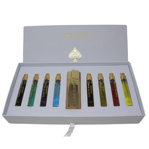 JO Milano Game of Spades 9-Piece Mini Parfum Set for Men & Women ? Includes Boston, Moon, Blind Bid, Full House, Diamond, Gold, Ruby, Yellow Sapphire & High Roller (0.33 oz Each