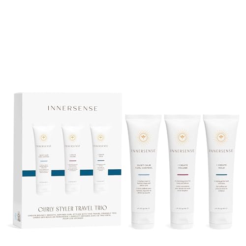 INNERSENSE Organic Beauty - Curly Styler Travel Trio | Non-Toxic, Cruelty-Free Haircare (I Create Hold, I Create Volume, Quiet Calm Curl Control) PACKAGING MAY VARY
