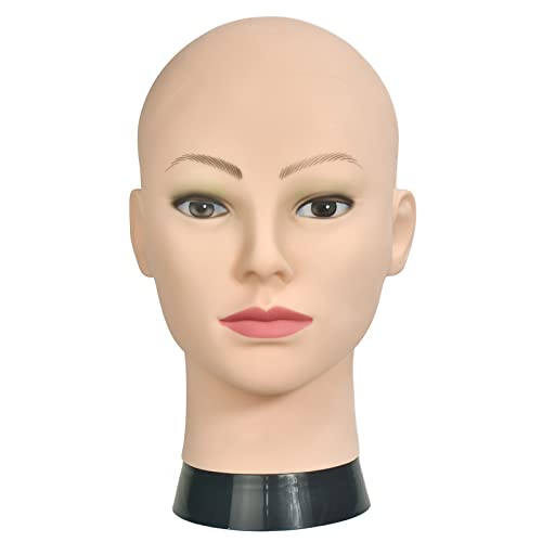 Bald Female Training Head Cosmetology Mannequin Head for Wigs Making and Display with Free clamp (12B)