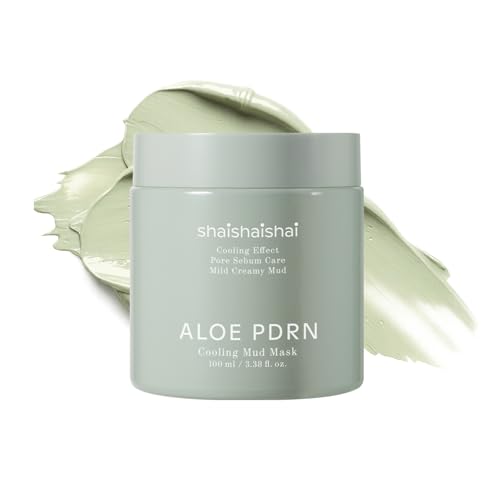 shaishaishai ALOE PDRN Cooling Mud Face Mask, Vegan Collagen Cream Clay Mask with Kaolin & Bentonite, Hydrating & Pore Care, Instant Cooling, Korean Skincare, 3.38 Fl Oz