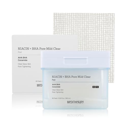 Niacin X BHA Pore Mild Clear Toner Pad - Korean Toner Pads for Face - Hydrating Face Toner for Pore Minimizer - Exfoliating Pore Care with Dual-Sided Pads - Gentle Blackhead Remover, 60 Pads