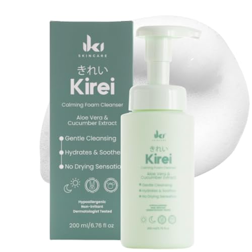 KIREI Foam Cleanser - Gentle Face Wash for Women with Aloe Vera & Cucumber Extract, Hydrating & Soothing, Dermatologically Tested, Suitable for Sensitive Skin, Paraben-Free