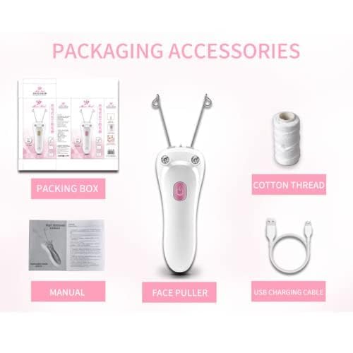 Ladies Facial Hair Remover Electric Women's Beauty Epilator, Cordless Electric Facial Threading Hair Removal for Women, Rechargeable Face Hair Remover Cotton Thread Epilator Body Hair Removal Device