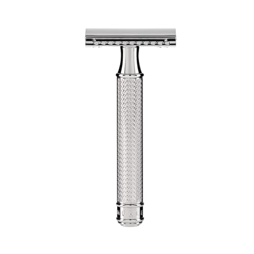 M?HLE EDITION Chrome 2-Piece Shaving Set - Classic Closed Comb R89 Safety Razor & Razor Stand ? Safety Razor Kit for Men, Shaving Razor, Straight Razor Shaving Kit for Men