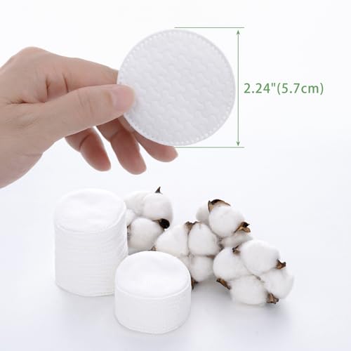 TL Care Cotton Rounds (300 Count) with Travel Canister - Lint-Free, Ultra Soft & Absorbent 3-Layer Cotton Pads for Face and Makeup Removal