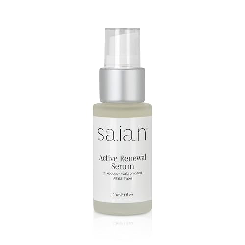 Saian Active Renewal Peptide Serum ? Anti-Wrinkle Firming Facial Skin Booster with Hyaluronic Acid & Multi-Peptide Complex | Smooths Fine Lines, Crows Feet & Aging Skin | Vegan Spa-Grade Skincare
