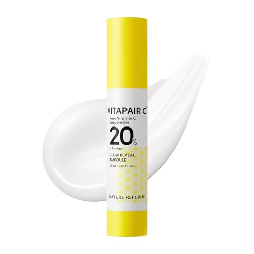 Nature Republic Vitapair C glow Reveal Ampoule, Niacinamide,Retinol, Panthenol, Citrus Lemon Fruit Extract, Vitamin C Ampoule, Korean Skin Care 24ml / 0.81 fl oz