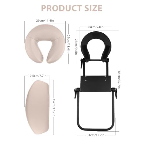 TOROKOM Adjustable Headrest Face Pillow Cradle & Face Cushion Support Bracket, Headrest Face Cushion Face Pillow, Salon Home Mattress Massage Kit (Cream)
