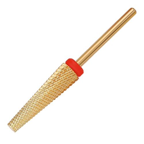 Super Long 5 in 1 Nail Drill Bits, Professional 3/32'' Carbide Tungsten Two Way Rotary Advanced Safety Bits, Fast Remove for Manicure Pedicure Cuticle Acrylic Nails (Gold, Fine-F)