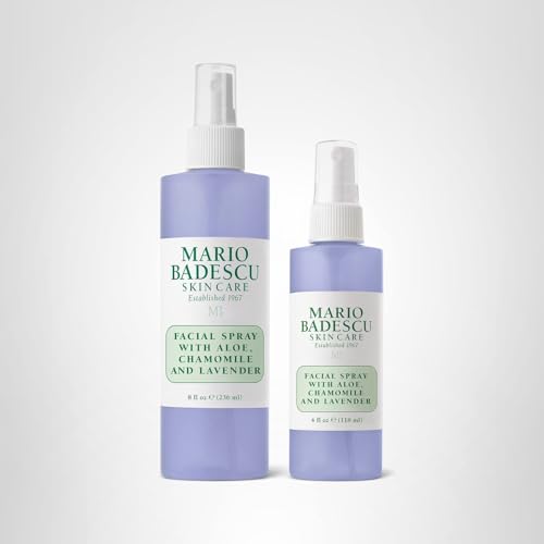 Mario Badescu Facial Spray with Aloe, Chamomile and Lavender for All Skin Types | Face Mist that Hydrates and Restores Balance & Brightness | 8 FL OZ & 4 FL OZ Combo