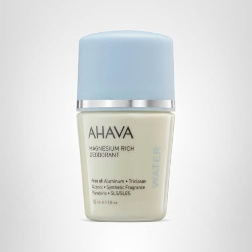AHAVA Dead Sea Water Magnesium Rich Deodorant - Reduces Sweat & Odors, Maintains Underarms Dry, Suitable for Sensitive Skin, Enriched with Exclusive Osmoter, Bergamot Fruit & Olive Plant, 1.7 Fl.Oz