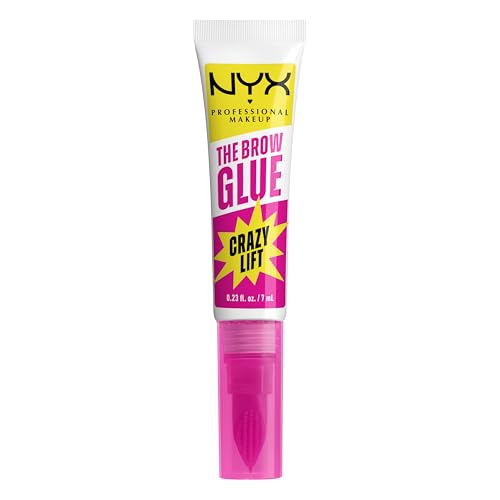 NYX PROFESSIONAL MAKEUP The Brow Glue Crazy Lift, Brow Lamination Gel with 16HR Strong Hold & Built-In Styling Comb - Clear Eyebrow Gel