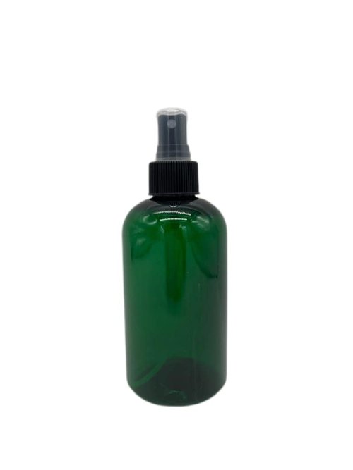 Natural Farms 8 oz Green Boston BPA FREE Bottles - 8 Pack Plastic Empty Refillable Containers - Essential Oils Cleaning Products - Aromatherapy | Black Fine Mist Sprayers - Made in the USA