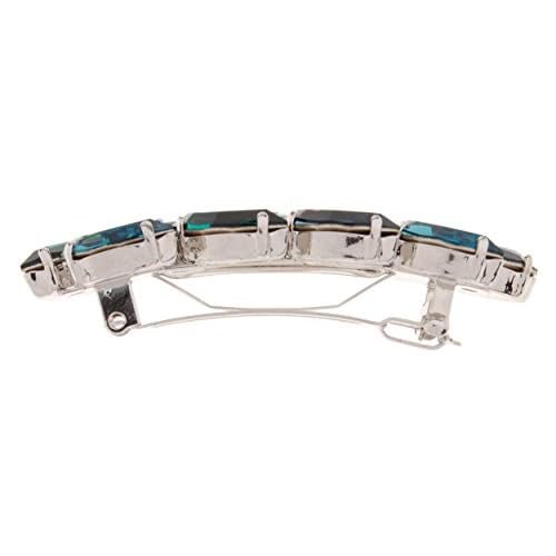 L. Erickson Small Ivy Crystal Barrette - Montana/Emerald/Indicolite/Silver