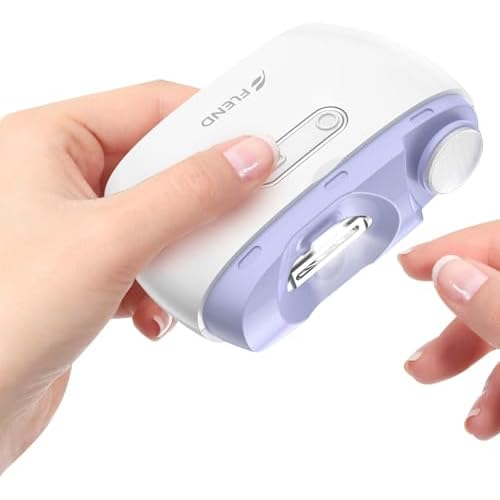Electric 2-in-1 Nail Clipper & Polisher, 2-Speed Safe Fingernail Trimmer for All Ages, Rechargeable Automatic Nail Clipper with Light, Manicure Set for Baby Kids Seniors & Weak Hands