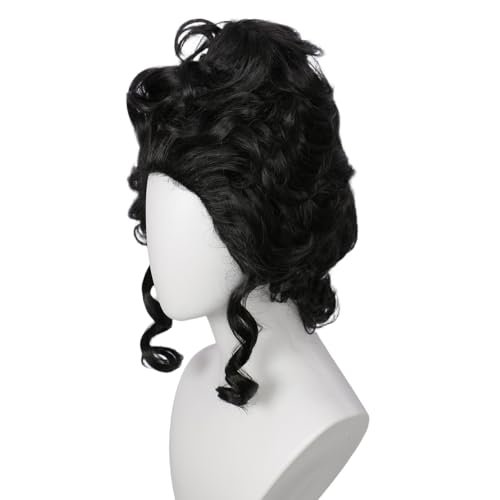 Linfairy Short Black Retro Vintage Wig Big Bouffant Beehive Wigs for Women fits 50s 80s Halloween Costume