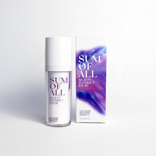 SUM OF ALL Collagen Boosting Serum Tx for Face with Vegan Peptides, Hydrating, Skin Tightening and Firming, Fragrance-Free, Menopause Skincare for Women, 1.0 fl oz