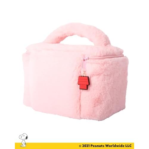 Peanuts Snoopy Pink Make Up Bag Official License, Plush Woodstock and Snoopy Cosmetic Bag with Zip Closure, Cute Makeup Bag